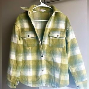 Oversized Light Green Jacket with plaid design